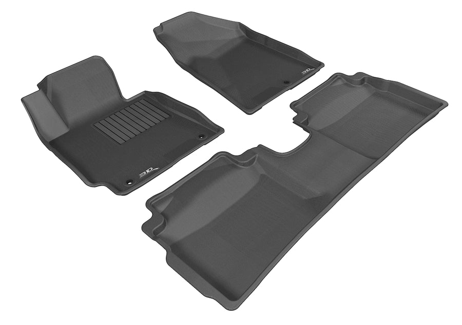 All-Weather Custom-Fit Floor Mats for Kia Forte 2014-2018 with Non-Slip Backing - Black - 1st Row 2nd Row
