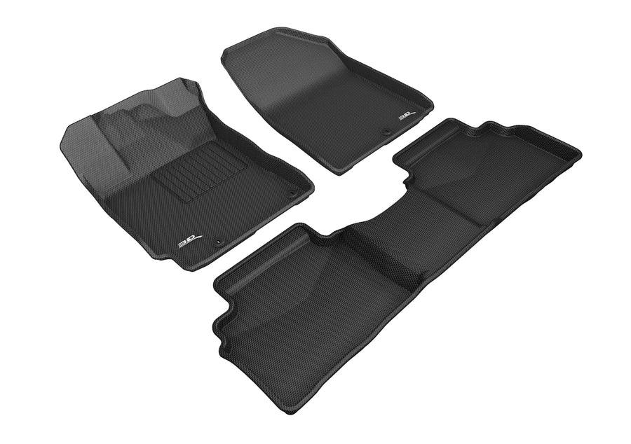 All-Weather Custom-Fit Floor Mats for Kia Forte 2019-2024 with Non-Slip Backing - Black - 1st Row 2nd Row