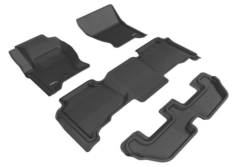 All-Weather Custom-Fit Floor Mats for Land Rover Lr4 2009-2012 with Non-Slip Backing - Black - 1st Row 2nd Row 3rd Row