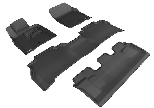 All-Weather Custom-Fit Floor Mats for Lexus Lx570 2008-2011 with Non-Slip Backing - Black - 1st Row 2nd Row 3rd Row