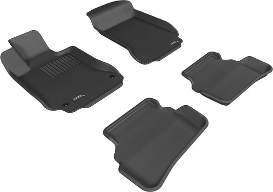 All-Weather Custom-Fit Floor Mats for Mercedes-Benz C-Class Sedan (W204) 2008-2014 with Non-Slip Backing - Black - 1st Row 2nd Row