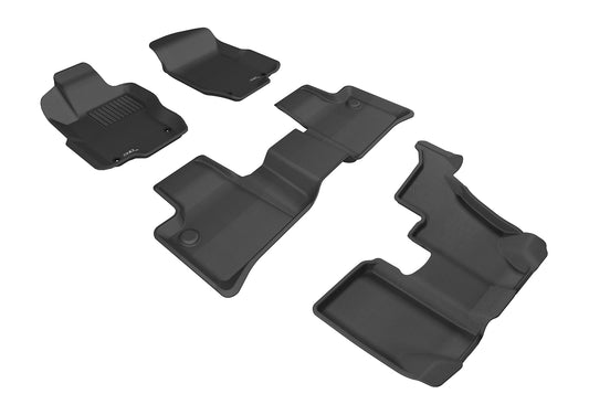 All-Weather Custom-Fit Floor Mats for Mercedes-Benz Gl-Class (X164) 2007-2012 with Non-Slip Backing - Black - 1st Row 2nd Row 3rd Row