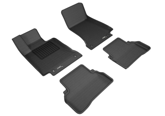 All-Weather Custom-Fit Floor Mats for Mercedes Benz C-Class Sedan (W205) 2015-2021 with Non-Slip Backing - Black - 1st Row 2nd Row