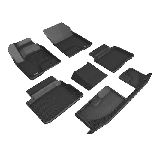 All-Weather Custom-Fit Floor Mats for Mitsubishi Outlander Phev 2022-2025 with Non-Slip Backing - Black - 1st Row 2nd Row 3rd Row