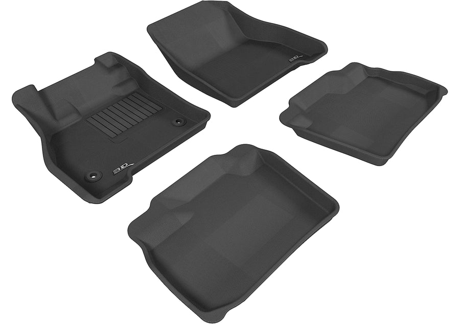 All-Weather Custom-Fit Floor Mats for Nissan Leaf 2011-2012 with Non-Slip Backing - Black - 1st Row 2nd Row