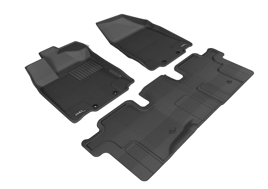 All-Weather Custom-Fit Floor Mats for Nissan Pathfinder 2013-2020 with Non-Slip Backing - Black - 1st Row 2nd Row