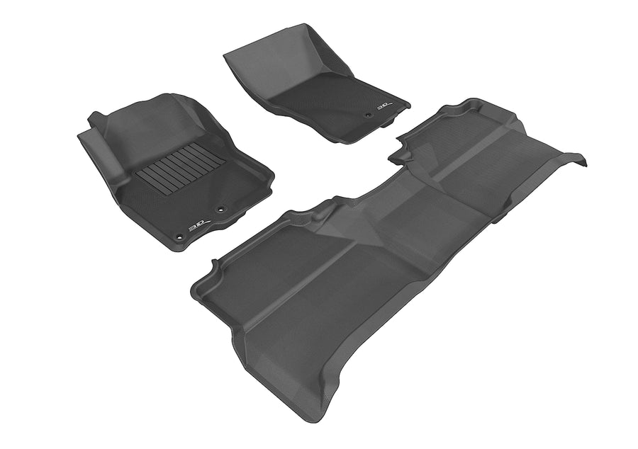 All-Weather Custom-Fit Floor Mats for Nissan Frontier Crew Cab 2005-2019 with Non-Slip Backing - Black - 1st Row 2nd Row