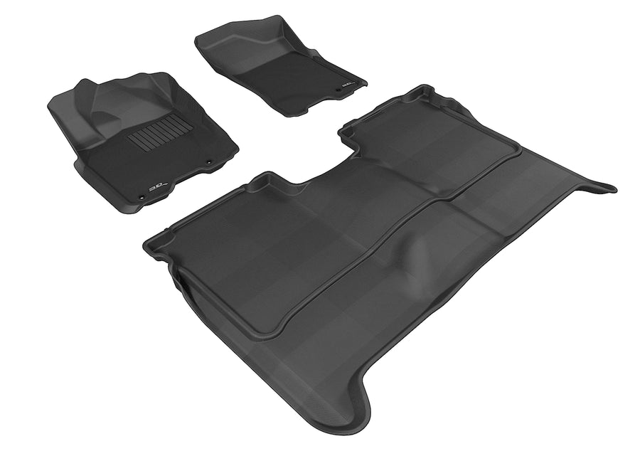 All-Weather Custom-Fit Floor Mats for Nissan Titan Crew Cab 2009-2015 with Non-Slip Backing - Black - 1st Row 2nd Row
