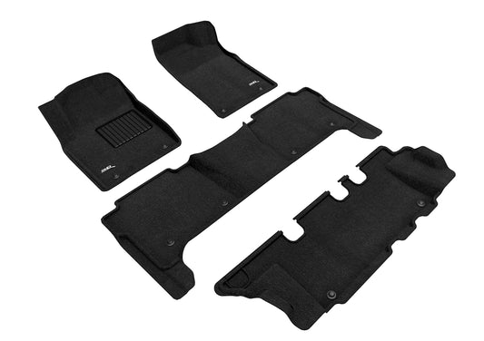 All-Weather Custom-Fit Floor Mats for Nissan Armada 2017-2018 with Non-Slip Backing - Black - 1st Row 2nd Row 3rd Row