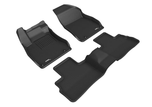 All-Weather Custom-Fit Floor Mats for Nissan Sentra 2020-2021 with Non-Slip Backing - Black - 1st Row 2nd Row