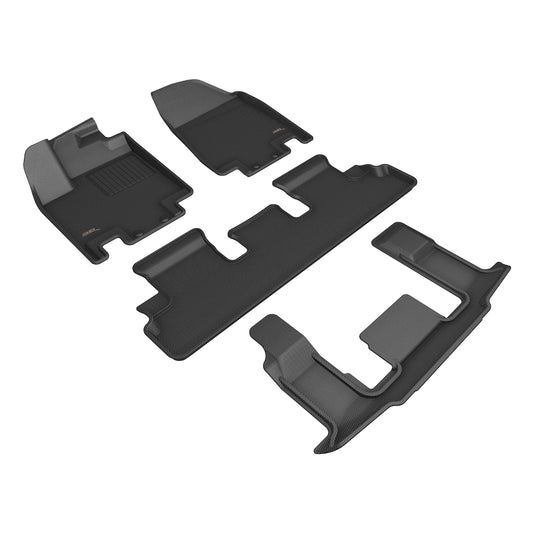 All-Weather Custom-Fit Floor Mats for Nissan Pathfinder 7-Seat 2022-2025 with Non-Slip Backing - Black - 1st Row 2nd Row 3rd Row