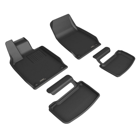All-Weather Custom-Fit Floor Mats For Porsche Taycan (9J1) 2020-2026 With Non-Slip Backing - Black - 1St Row 2Nd Row