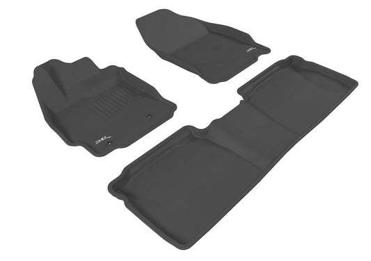 All-Weather Custom-Fit Floor Mats for Scion Tc 2011-2013 with Non-Slip Backing - Black - 1st Row 2nd Row