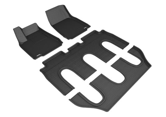 All-Weather Custom-Fit Floor Mats for Tesla Model X Non-Folding 7-Seat 2016-2017 with Non-Slip Backing - Black - 1st Row 2nd Row 3rd Row