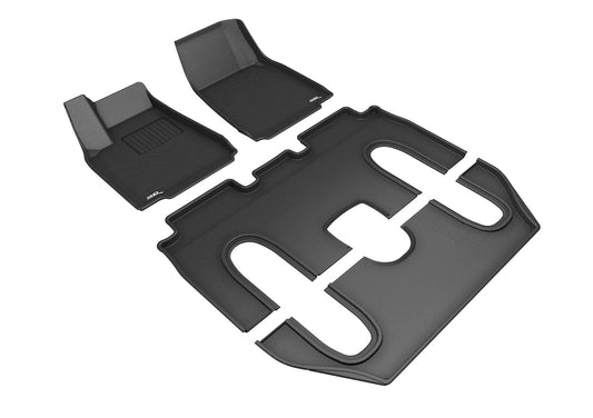All-Weather Custom-Fit Floor Mats for Tesla Model X 6-Seat W/R2 Console 2016-2018 with Non-Slip Backing - Black - 1st Row 2nd Row 3rd Row