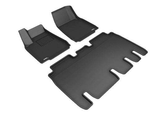 All-Weather Custom-Fit Floor Mats for Tesla Model X 5-Seat 2016-2021 with Non-Slip Backing - Black - 1st Row 2nd Row