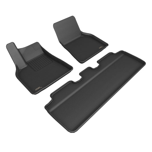 All-Weather Custom-Fit Floor Mats for Tesla Model Y 2020-2020 with Non-Slip Backing - Black - 1st Row 2nd Row