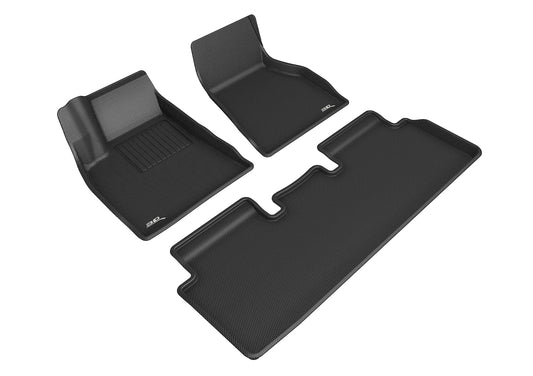 All-Weather Custom-Fit Floor Mats for Tesla Model S 2020-2021 with Non-Slip Backing - Black - 1st Row 2nd Row