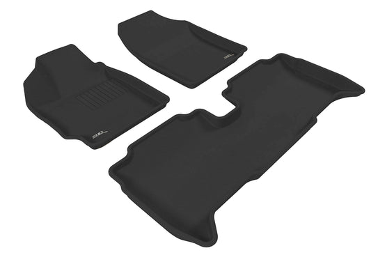 All-Weather Custom-Fit Floor Mats for Toyota Yaris Sedan 2007-2011 with Non-Slip Backing - Black - 1st Row 2nd Row