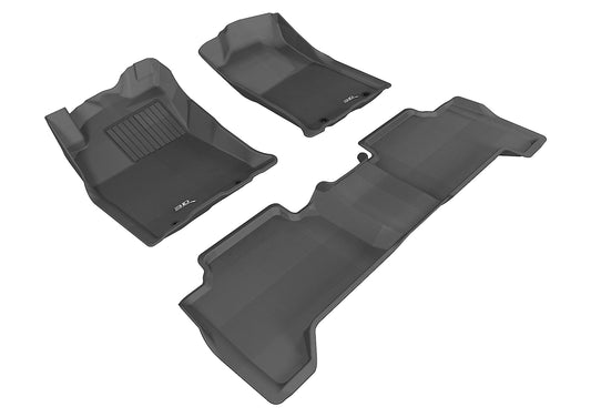 All-Weather Custom-Fit Floor Mats for Toyota Tacoma Double Cab 2012-2015 with Non-Slip Backing - Black - 1st Row 2nd Row