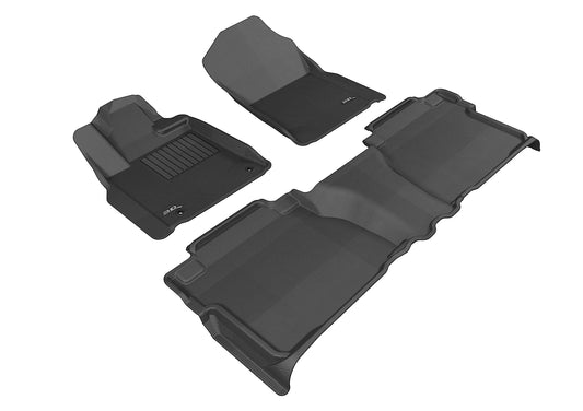 All-Weather Custom-Fit Floor Mats for Toyota Tundra Double Cab 2012-2013 with Non-Slip Backing - Black - 1st Row 2nd Row
