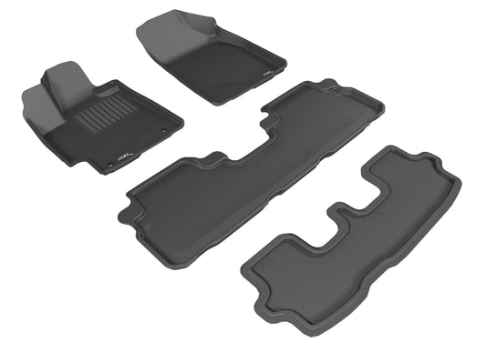 All-Weather Custom-Fit Floor Mats for Toyota Highlander Gas 2008-2013 with Non-Slip Backing - Black - 1st Row 2nd Row 3rd Row