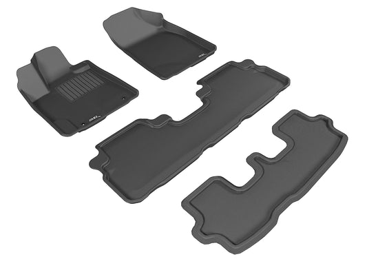 All-Weather Custom-Fit Floor Mats for Toyota Highlander Hybrid 2008-2013 with Non-Slip Backing - Black - 1st Row 2nd Row 3rd Row