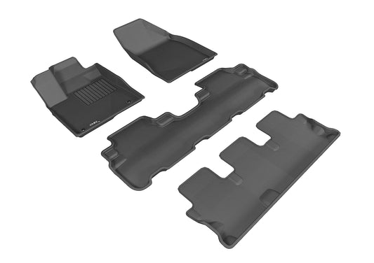 All-Weather Custom-Fit Floor Mats for Toyota Highlander 2014-2019 with Non-Slip Backing - Black - 1st Row 2nd Row 3rd Row