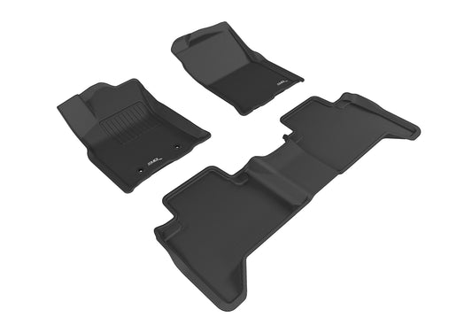 All-Weather Custom-Fit Floor Mats for Toyota Tacoma Double Cab 2016-2017 with Non-Slip Backing - Black - 1st Row 2nd Row