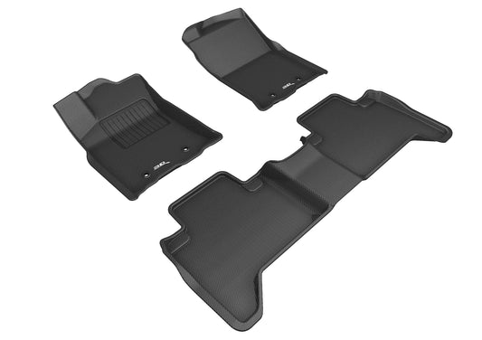 All-Weather Custom-Fit Floor Mats for Toyota Tacoma Double Cab 2018-2023 with Non-Slip Backing - Black - 1st Row 2nd Row