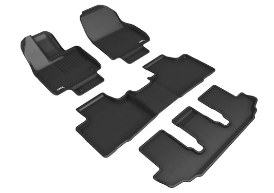 All-Weather Custom-Fit Floor Mats For Toyota Highlander Gasoline 8-Seat 2020-2025 With Non-Slip Backing - Black - 1St Row 2Nd Row 3Rd Row