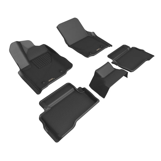All-Weather Custom-Fit Floor Mats For Toyota Tacoma Hybrid Double Cab 2024-2026 With Non-Slip Backing - Black - 1St Row 2Nd Row