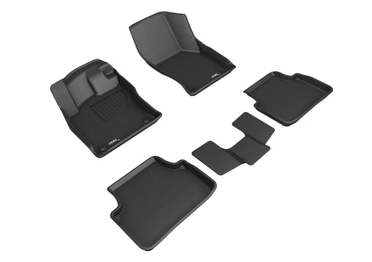 All-Weather Custom-Fit Floor Mats for Volkswagen Jetta 2019-2025 with Non-Slip Backing - Black - 1st Row 2nd Row