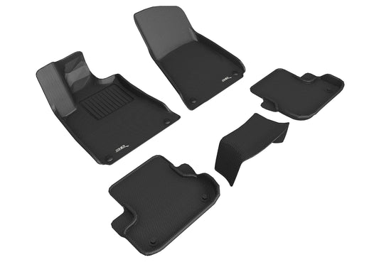 All-Weather Custom-Fit Floor Mats for Maserati Ghibli 2013-2018 with Non-Slip Backing - Black - 1st Row 2nd Row