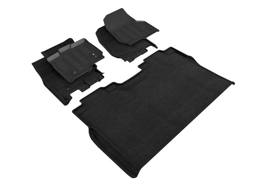 All-Weather Custom-Fit Floor Mats for Ford F-150 Supercrew 2015-2024 with Non-Slip Backing - Black - 1st Row 2nd Row