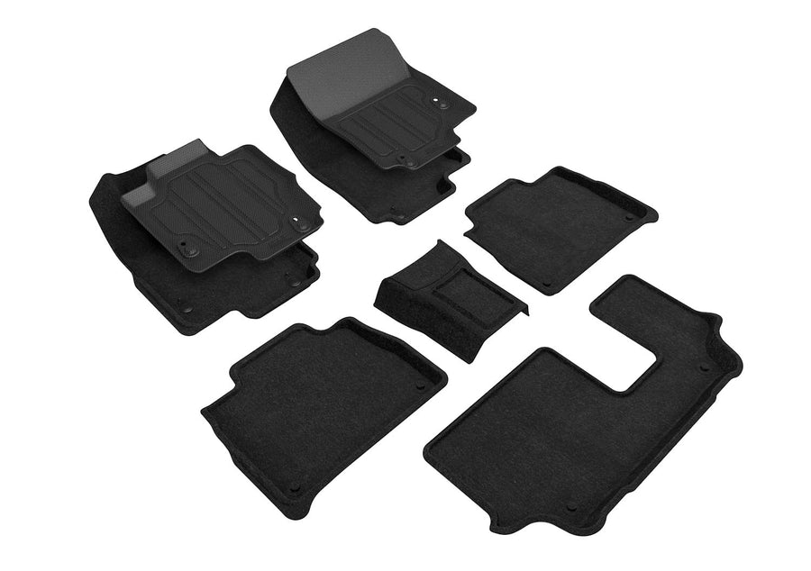 All-Weather Custom-Fit Floor Mats for Mercedes-Benz Gle-Class 2020-2021 with Non-Slip Backing - Black - 1st Row 2nd Row 3rd Row