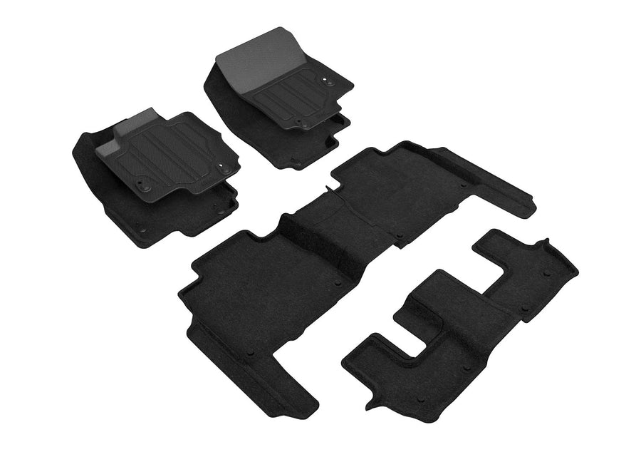 All-Weather Custom-Fit Floor Mats for Mercedes-Benz Gls-Class 2020-2024 with Non-Slip Backing - Black - 1st Row 2nd Row 3rd Row