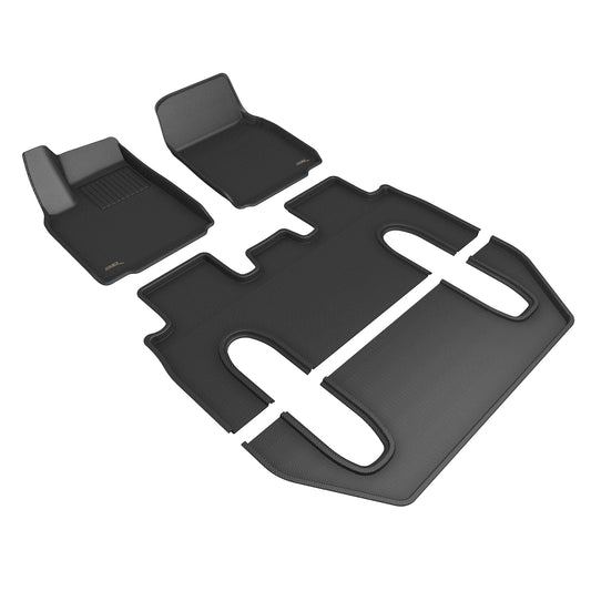All-Weather Custom-Fit Floor Mats for Tesla Model X 6-Seat 2022-2025 with Non-Slip Backing - Black - 1st Row 2nd Row 3rd Row