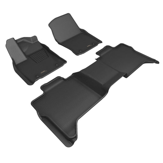 All-Weather Custom-Fit Floor Mats For Toyota Tundra Crewmax 2022-2026 With Non-Slip Backing - Black - 1St Row 2Nd Row