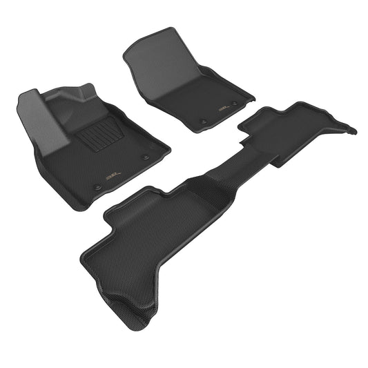 All-Weather Custom-Fit Floor Mats For Toyota Tundra Double Cab 2022-2026 With Non-Slip Backing - Black - 1St Row 2Nd Row
